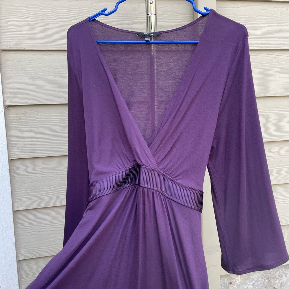 Express Deep Purple Dress, gorgeous neckline & tie
